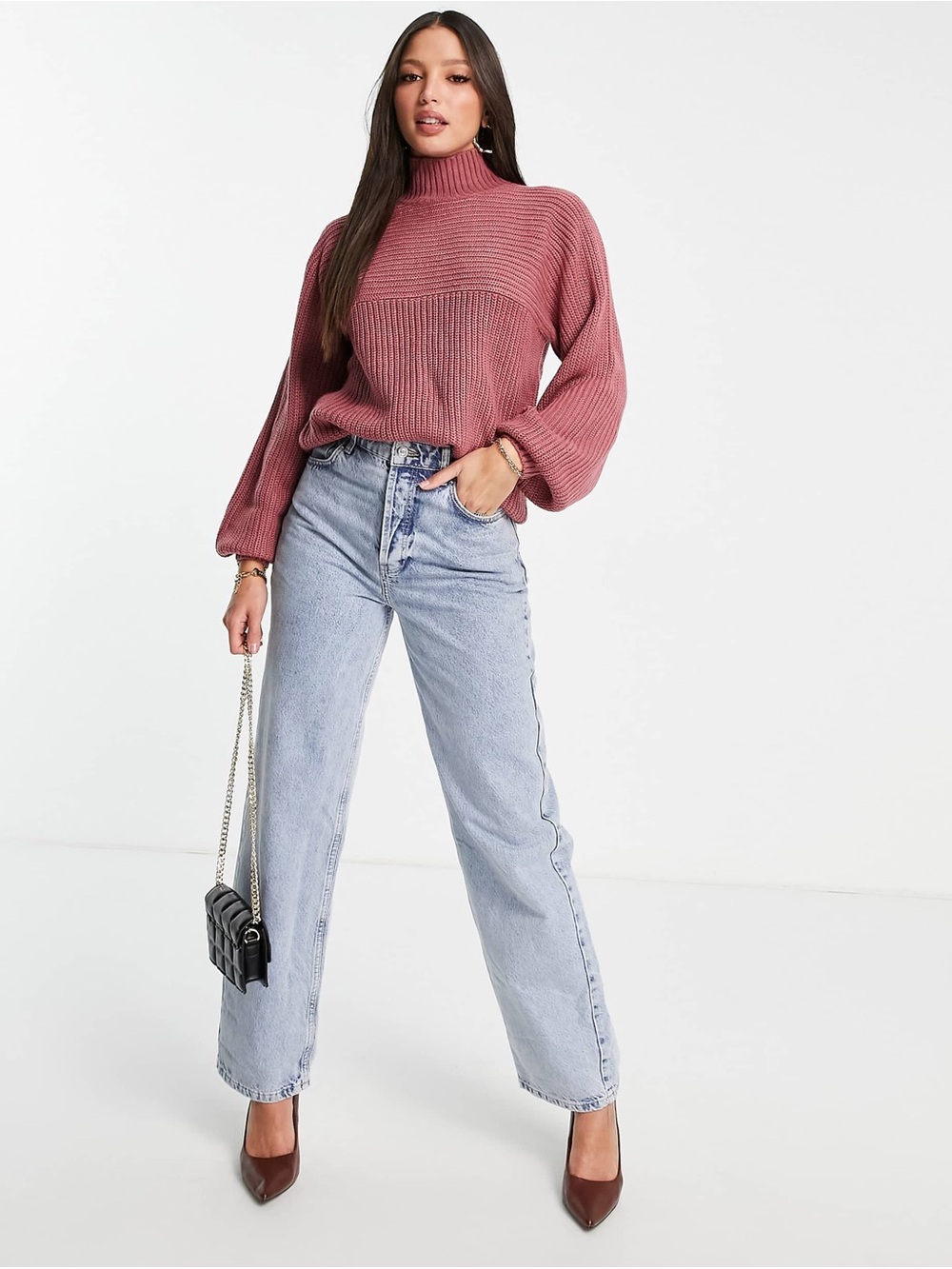 Threadbare Veronica Ribbed Mock Neck Sweater - Picture 3 of 8